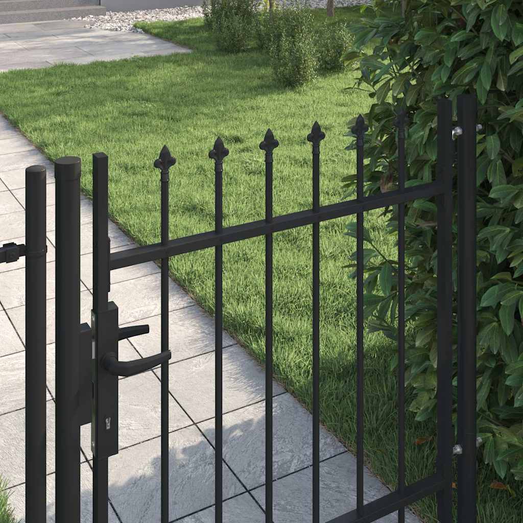 Cancello per recinzione BOXTEL porta singola con punta in acciaio 100x150 cm Nero