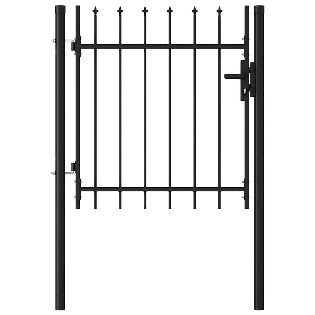 Cancello per recinzione BOXTEL porta singola con punta in acciaio 100x150 cm Nero
