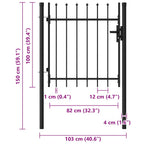 Cancello per recinzione BOXTEL porta singola con punta in acciaio 100x150 cm Nero