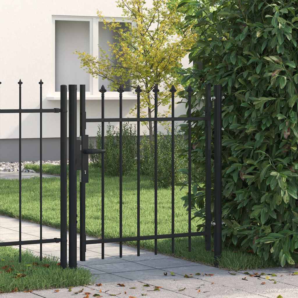 Cancello per recinzione BOXTEL porta singola con punta in acciaio 100x150 cm Nero
