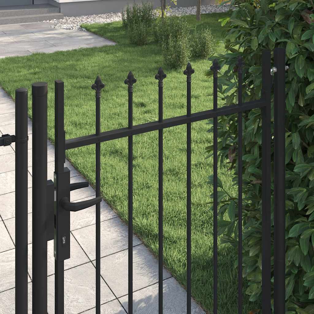 Cancello per recinzione BOXTEL porta singola con punta in acciaio 100x120 cm Nero