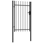 Cancello per recinzione BOXTEL porta singola con punta in acciaio 1x1,5 m Nero