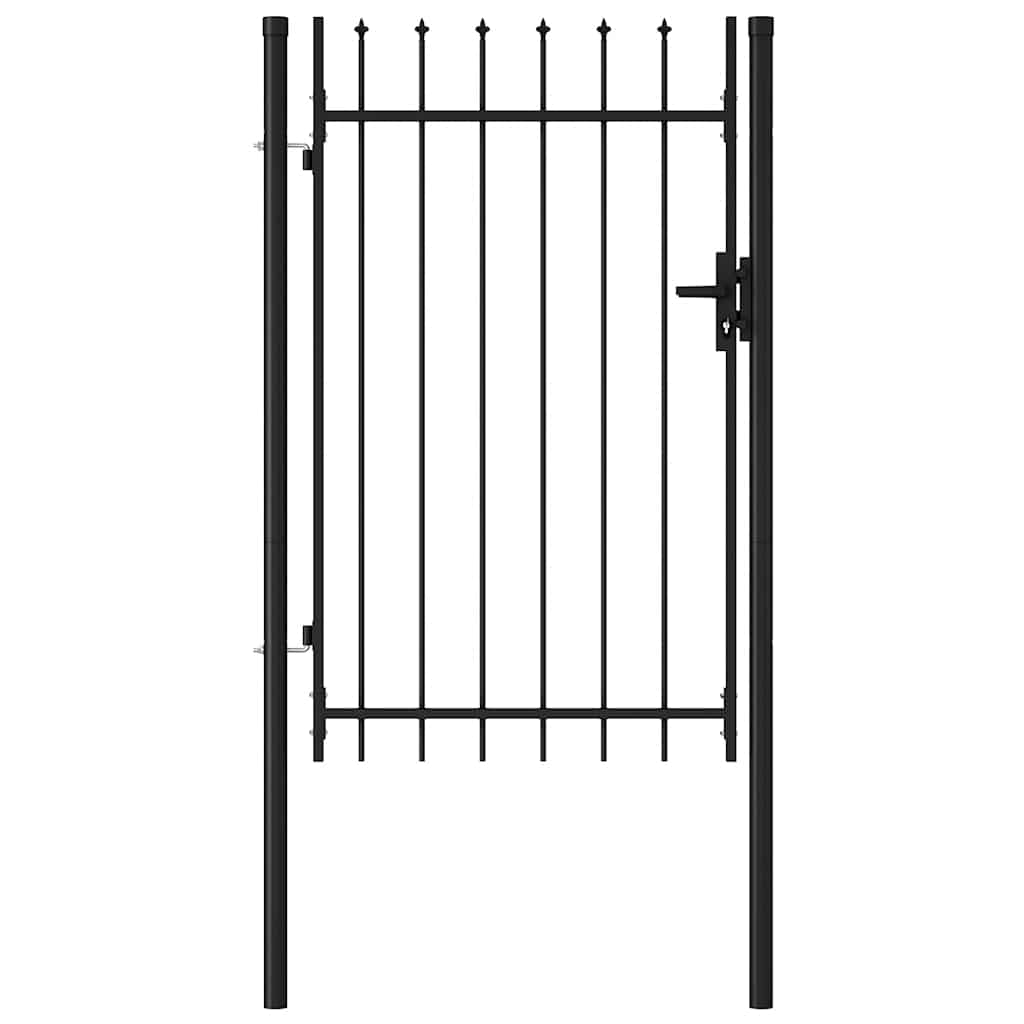 Cancello per recinzione BOXTEL porta singola con punta in acciaio 1x1,5 m Nero