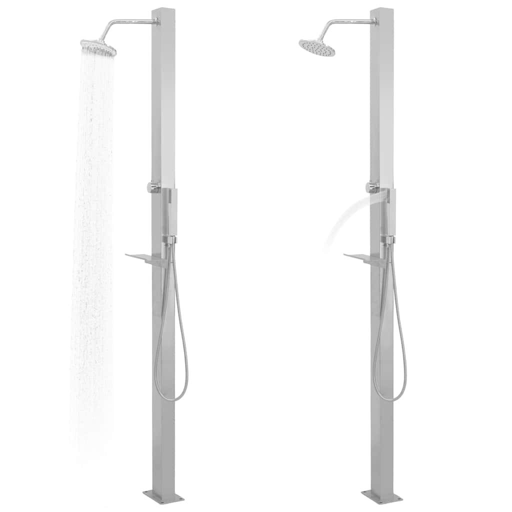 Doccia da Giardino in Acciaio Inox Lineare con Soffione e Doccetta