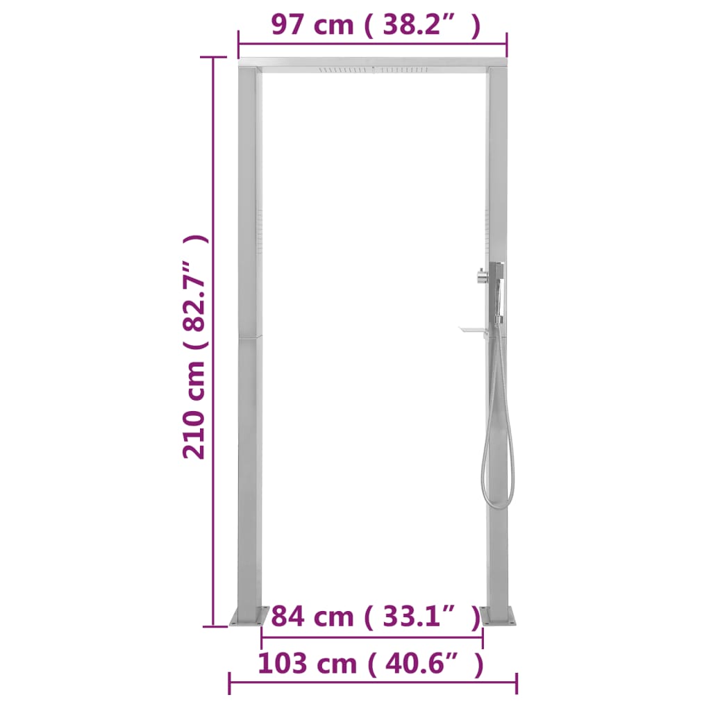 Doccia da Giardino in Acciaio Inox a Doppio Getto - Altura 210 cm