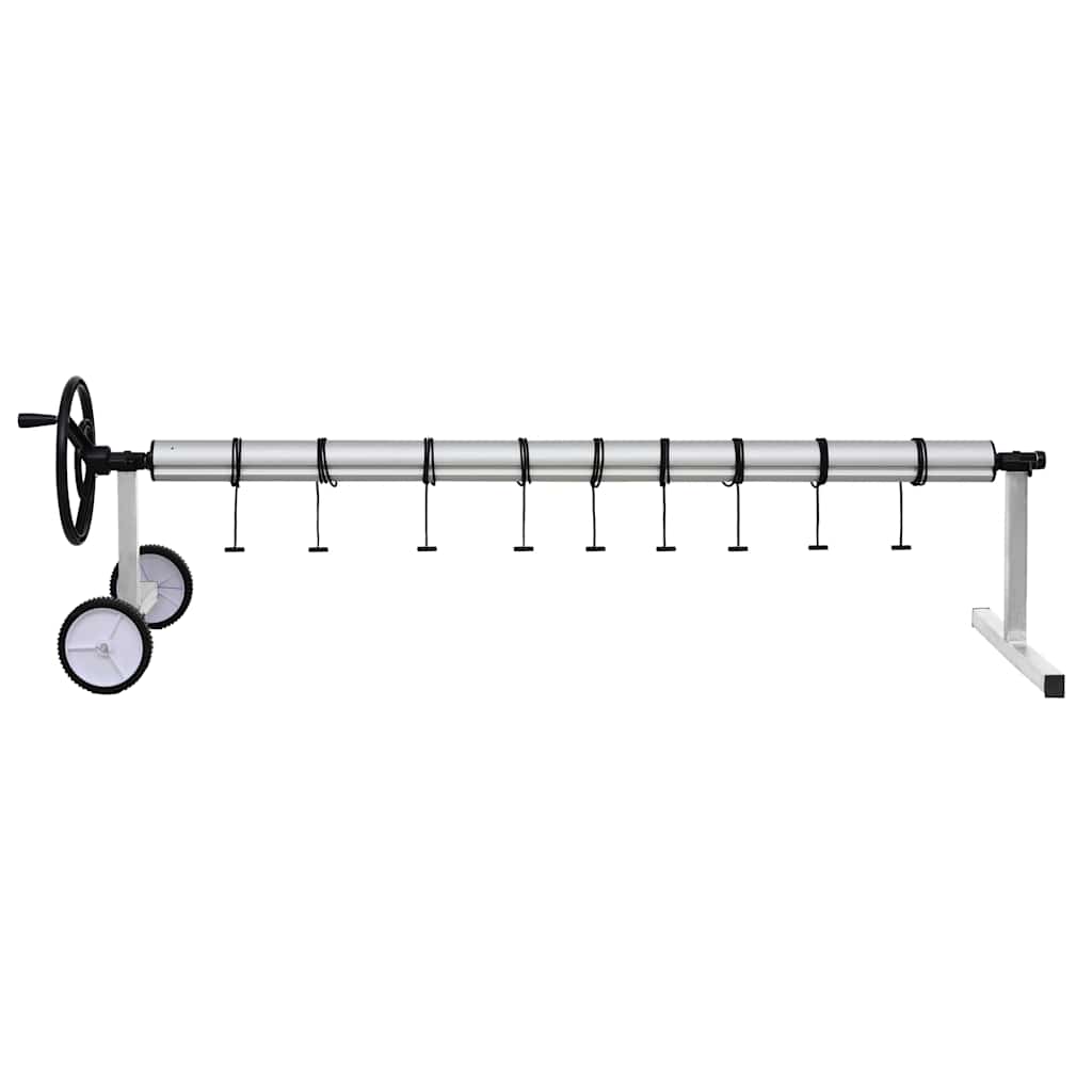 Rullo di Copertura per Piscina con Base in Acciaio Inox Telescopico 2-4 m
