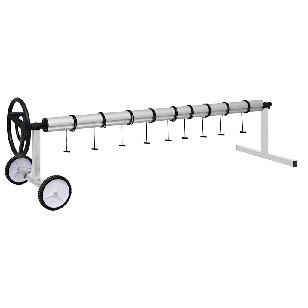 Rullo di Copertura per Piscina con Base in Acciaio Inox Telescopico 2-4 m