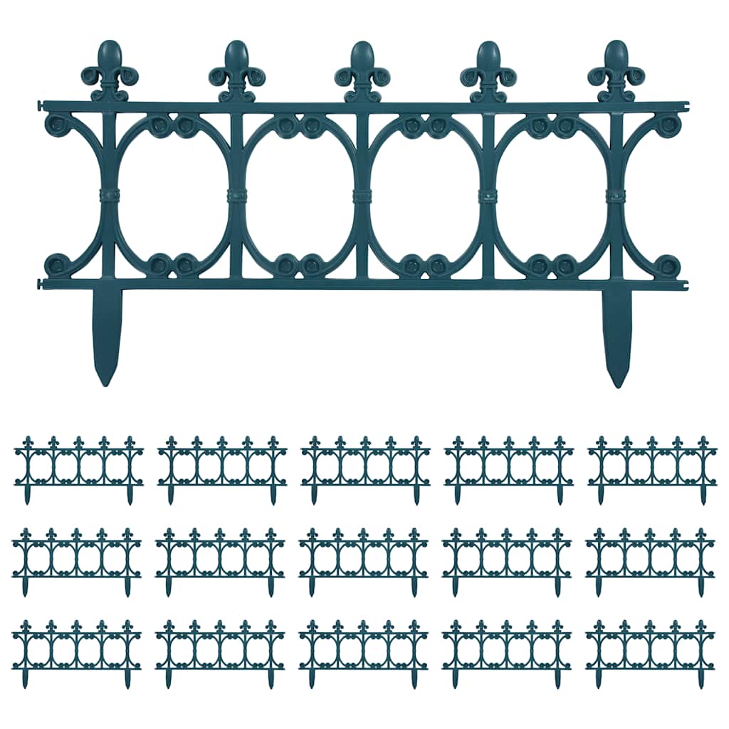 Bordature per Prato 16 Pz Verde 10 m in PP Stile Gotico