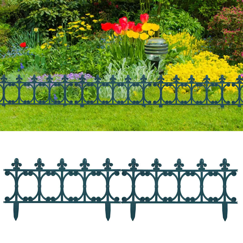 Bordature per Prato 16 Pz Verde 10 m in PP Stile Gotico