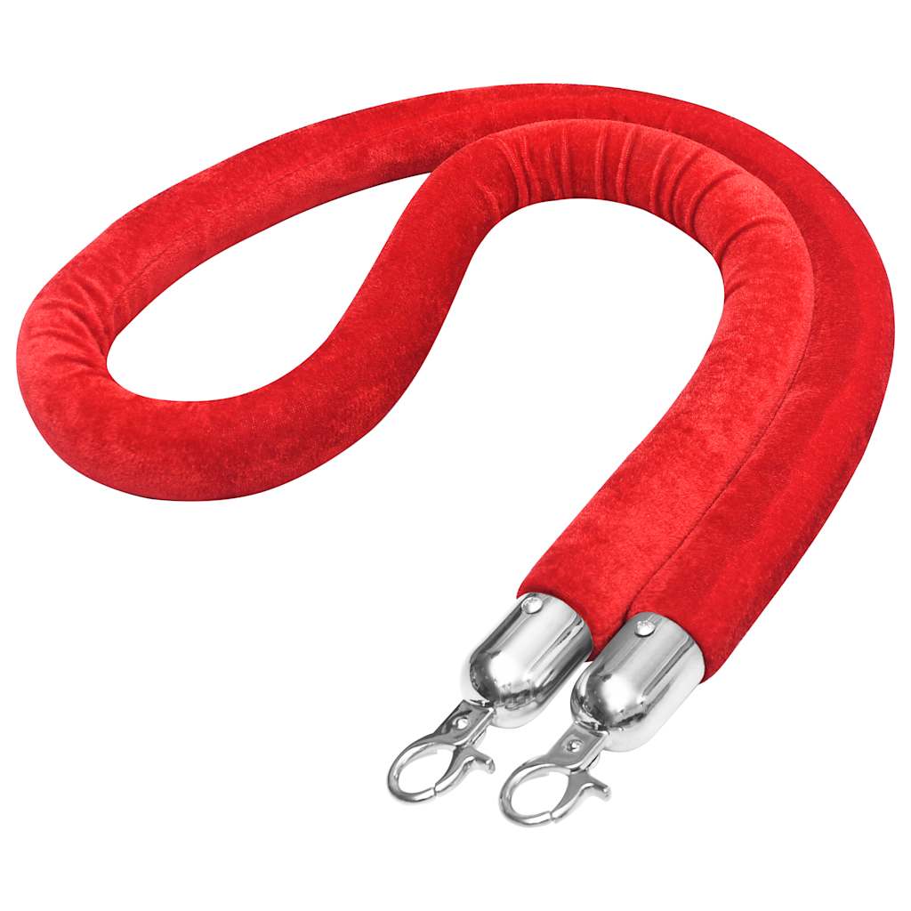 Cordone per Transenne in Velluto Rosso con Ganci Argento vidaXL