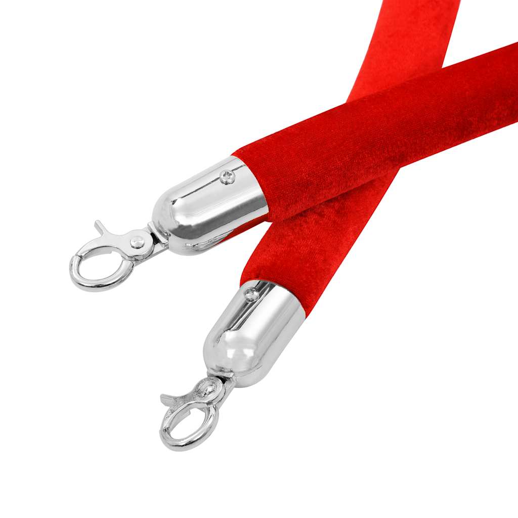 Cordone per Transenne in Velluto Rosso con Ganci Argento vidaXL