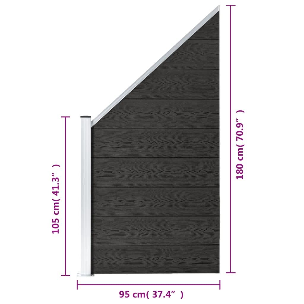 Pannello di Recinzione in WPC 95x(105-180) cm Grigio