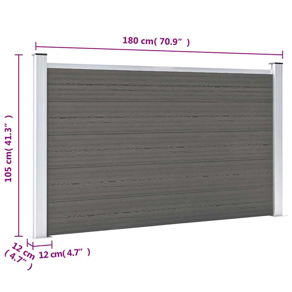Pannello di Recinzione in WPC 180x105 cm Grigio