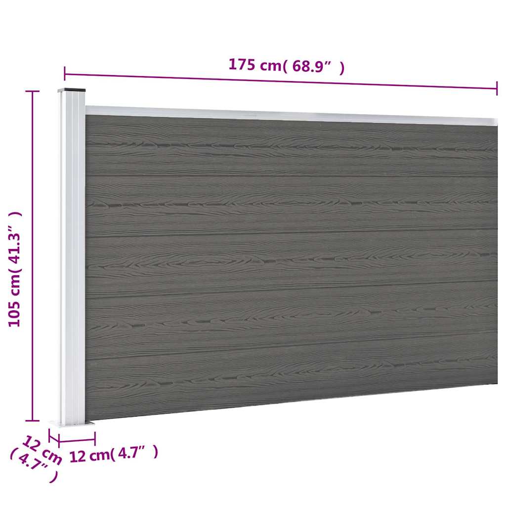 Pannello di Recinzione in WPC 175x105 cm Grigio