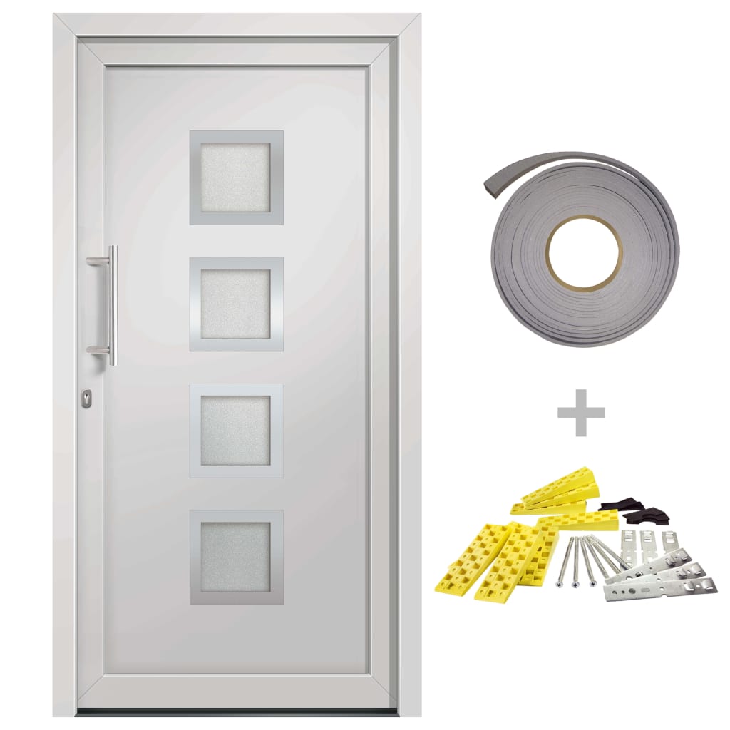 Porta d'Ingresso Bianca 98x208 cm in PVC