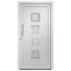 Porta d'ingresso bianca 108x200 cm in PVC con vetri isolanti e serrature a fungo