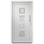 Porta di Ingresso Bianca 98x208 cm in PVC con Vetri Isolanti e Serrature a Fungo