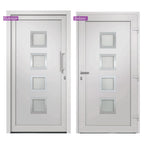 Porta di Ingresso Bianca 98x208 cm in PVC con Vetri Isolanti e Serrature a Fungo