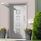 Porta di Ingresso Bianca 98x208 cm in PVC con Vetri Isolanti e Serrature a Fungo