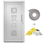 Porta d'Ingresso in PVC Bianca 108x200 cm con Vetri Isolanti e Serrature a Fungo