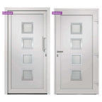 Porta d'Ingresso in PVC Bianca 108x200 cm con Vetri Isolanti e Serrature a Fungo