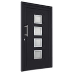 Porta d'Ingresso Antracite 98x190 cm - Telaio PVC con Vetri Isolanti e Serrature a Fungo