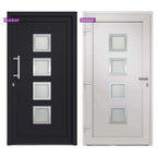 Porta d'Ingresso Antracite 98x190 cm - Telaio PVC con Vetri Isolanti e Serrature a Fungo