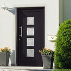 Porta d'Ingresso Antracite 98x190 cm - Telaio PVC con Vetri Isolanti e Serrature a Fungo