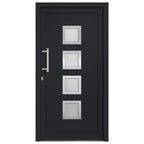 Porta di Ingresso Antracite 98x200 cm - PVC con Vetri Isolanti e Serrature a Fungo