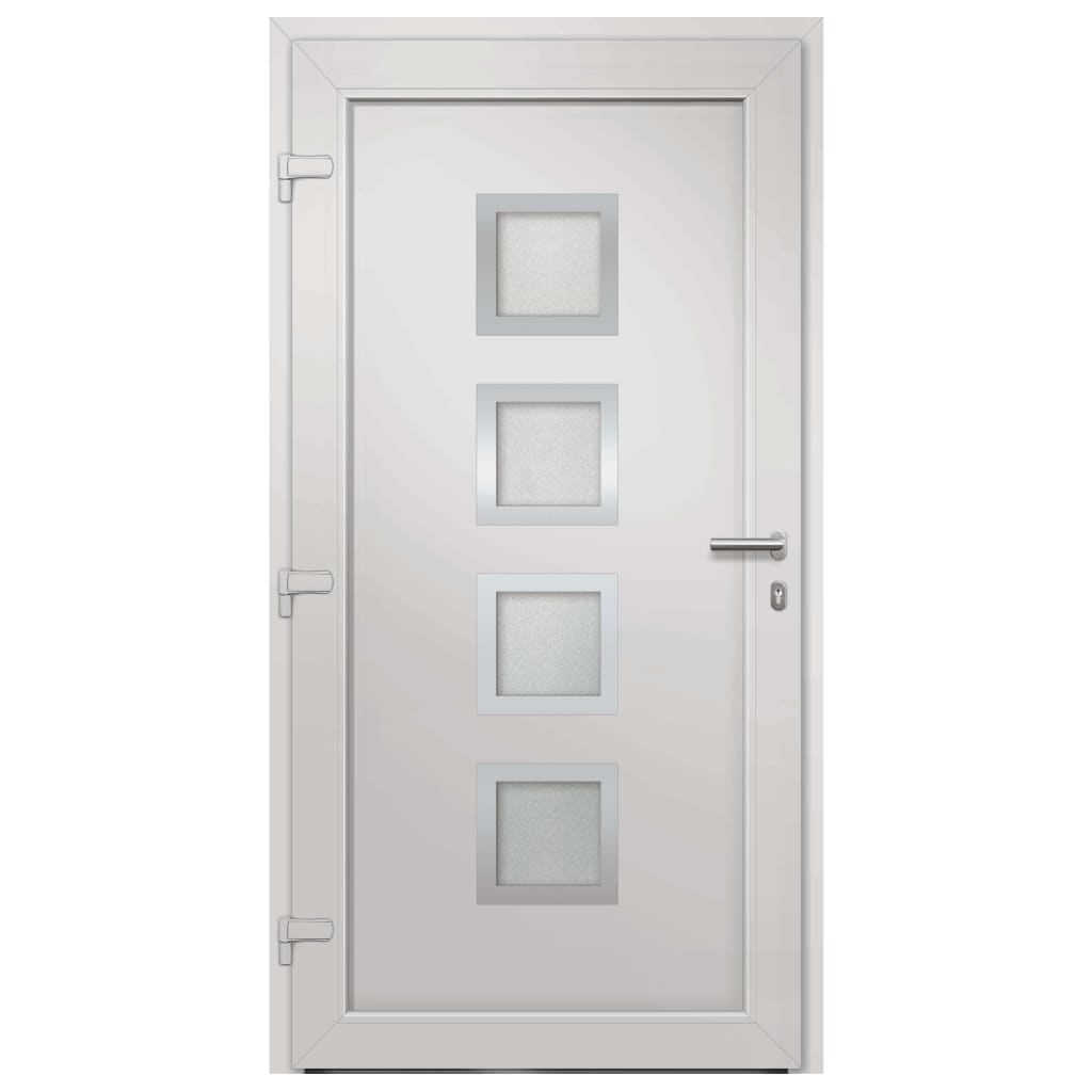 Porta di Ingresso Antracite 98x200 cm - PVC con Vetri Isolanti e Serrature a Fungo