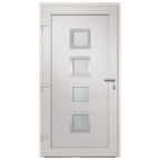 Porta di Ingresso Antracite 98x200 cm - PVC con Vetri Isolanti e Serrature a Fungo