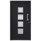 Porta di Ingresso Antracite 88x200 cm - PVC con Vetri Isolanti