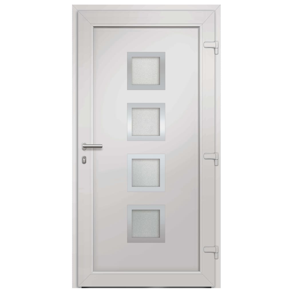Porta di Ingresso Antracite 88x200 cm - PVC con Vetri Isolanti