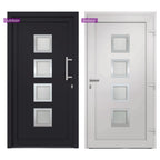 Porta di Ingresso Antracite 88x200 cm - PVC con Vetri Isolanti