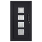Porta d'Ingresso Antracite 98x190 cm PVC con Vetri Isolanti