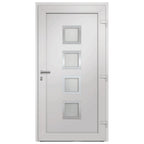 Porta d'Ingresso Antracite 98x190 cm PVC con Vetri Isolanti