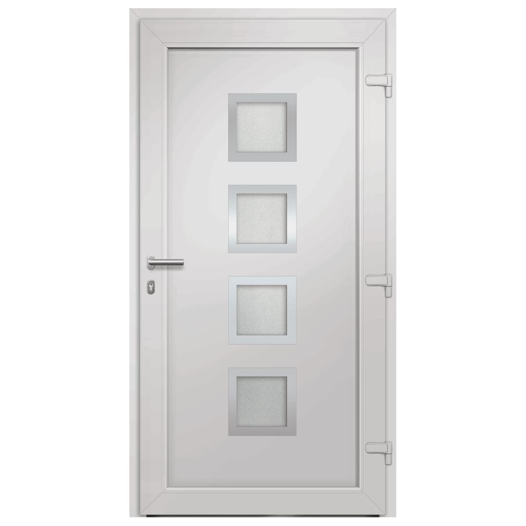 Porta d'Ingresso Antracite 98x190 cm PVC con Vetri Isolanti
