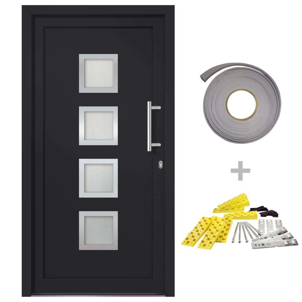 Porta di Ingresso Antracite 98x200 cm PVC