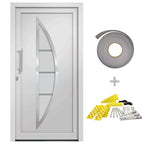 Porta d'Ingresso Bianca 88x200 cm con Vetro Isolante e Sistema di Sicurezza a 5 Punti
