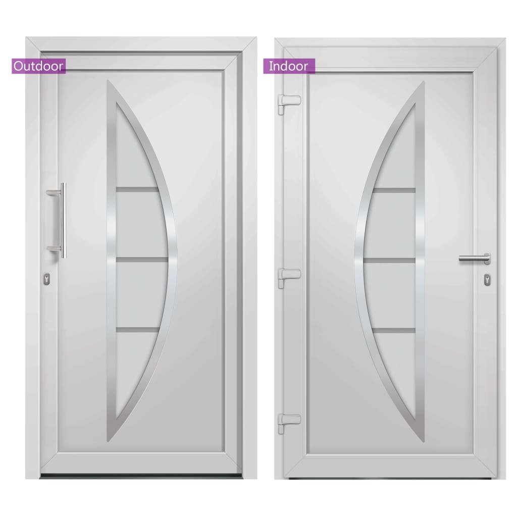 Porta d'Ingresso Bianca 88x200 cm con Vetro Isolante e Sistema di Sicurezza a 5 Punti