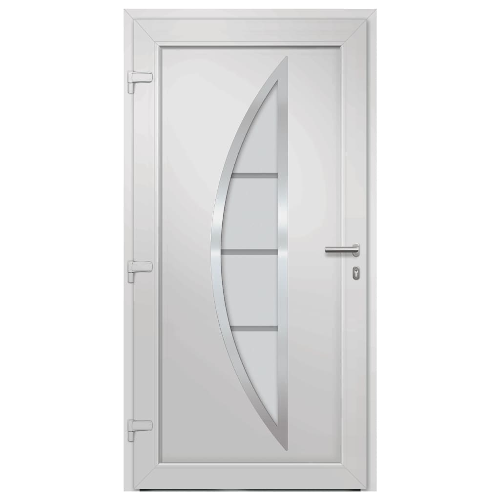 Porta d'Ingresso Bianca 88x200 cm con Vetro Isolante e Sistema di Sicurezza a 5 Punti