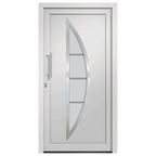 Porta d'Ingresso Bianca 98x200 cm in PVC con Vetro Isolante