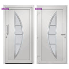 Porta d'Ingresso Bianca 98x200 cm in PVC con Vetro Isolante