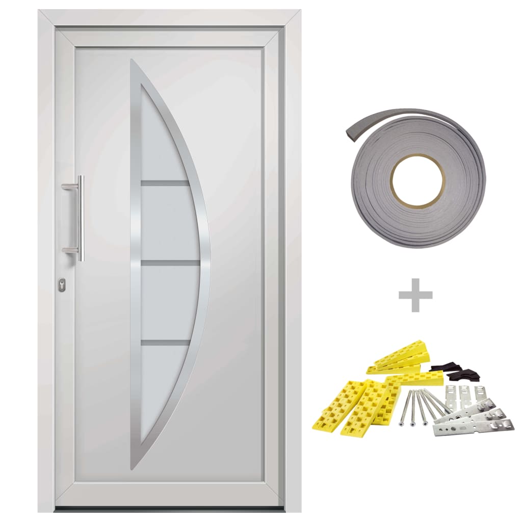 Porta di Ingresso Bianca 108x200 cm in PVC