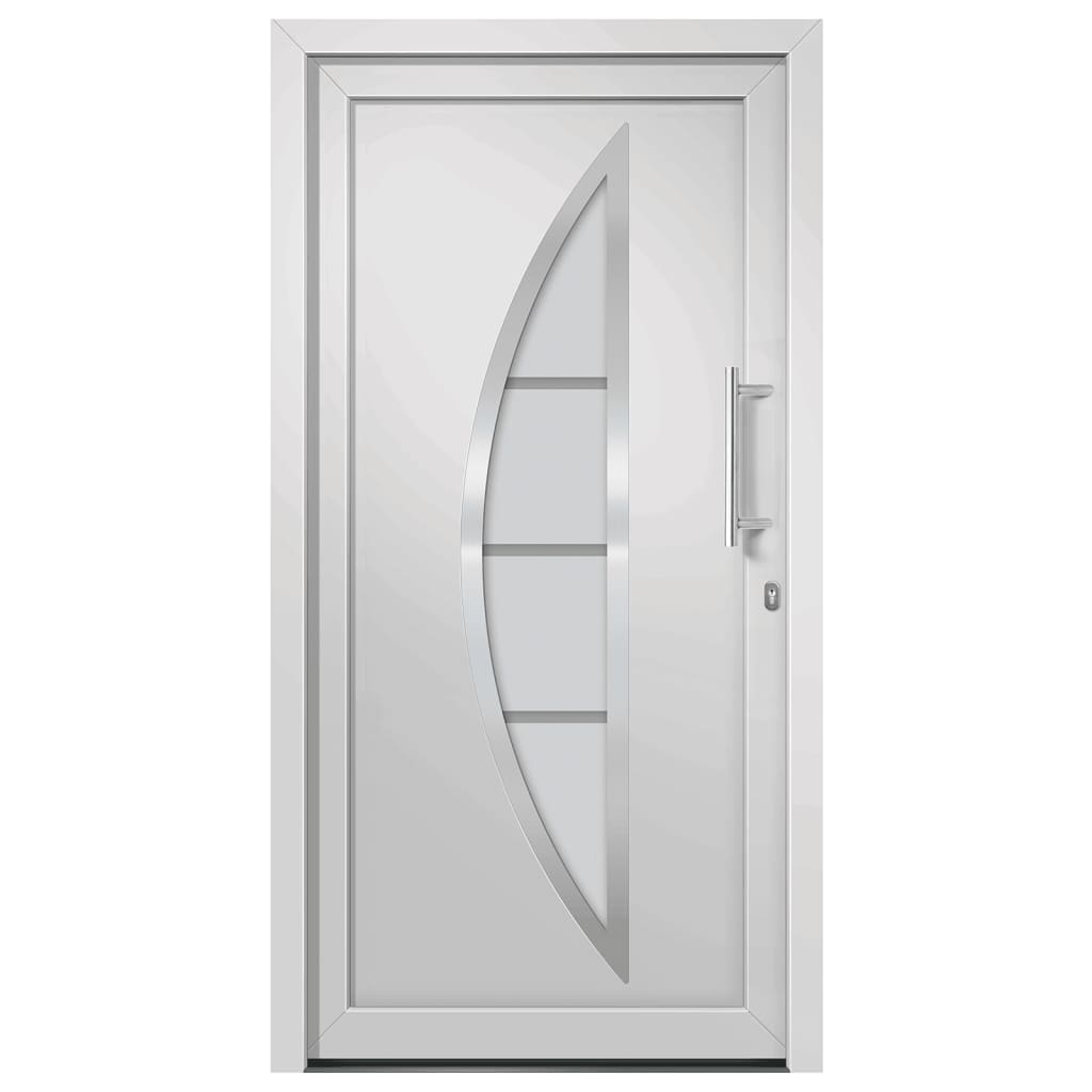Porta di Ingresso Bianca 98x190 cm in PVC con Vetro Isolante