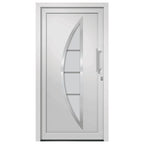 Porta di Ingresso Bianca 98x190 cm in PVC con Vetro Isolante