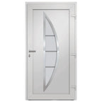 Porta di Ingresso Bianca 98x190 cm in PVC con Vetro Isolante