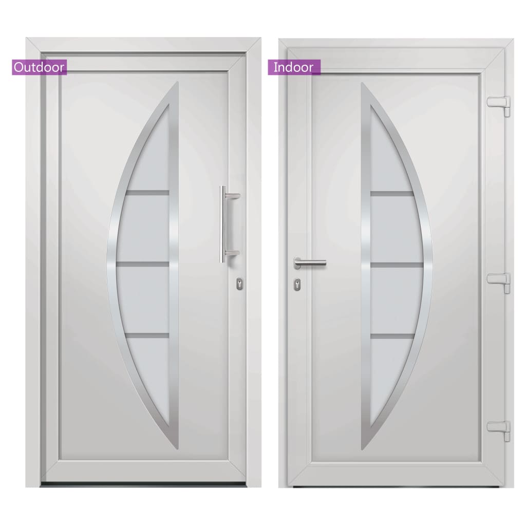 Porta di Ingresso Bianca 98x190 cm in PVC con Vetro Isolante