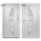 Porta di Ingresso Bianca 108x200 cm in PVC con Vetro di Sicurezza