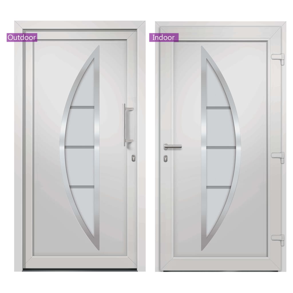 Porta di Ingresso Bianca 108x200 cm in PVC con Vetro di Sicurezza